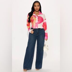 687/Vibrant Pink and Orange Women's Top